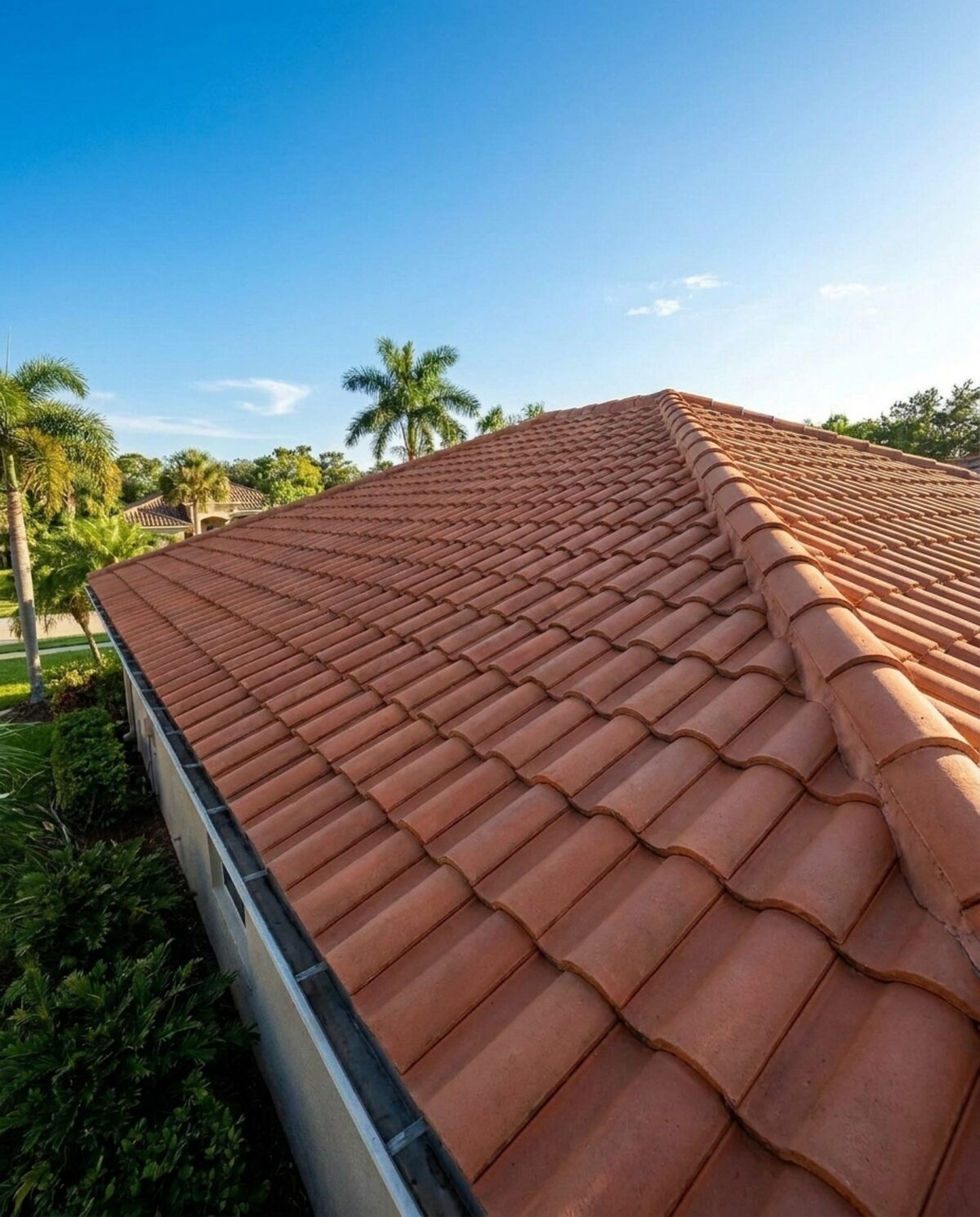 Tile roof after soft wash