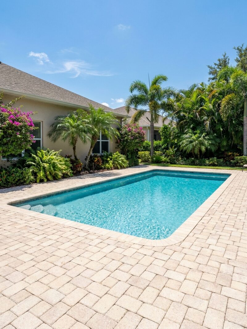 Clean pool deck and lanai pavers