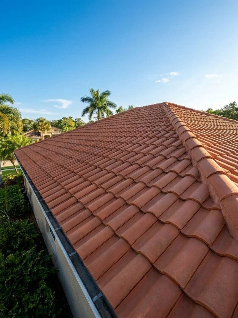 Clean tile roof after soft washing